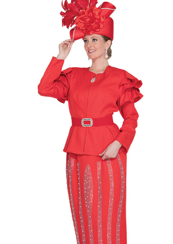 Elite Champagne 5920 red skirt suit