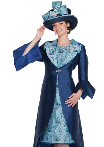 Elite Champagne 5932 turquoise brocade jacket dress