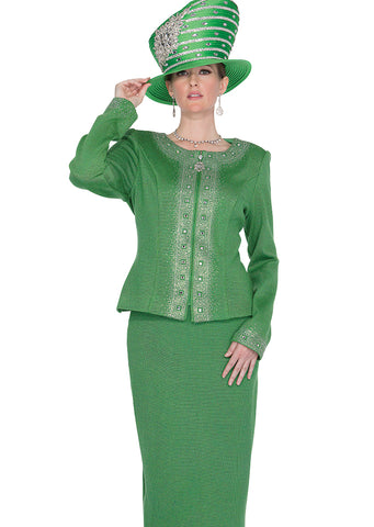 Elite Champagne 5953 green skirt suit