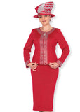 Elite Champagne 5953 red knit skirt suit