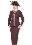 Elite Champagne 5958 brown knit skirt suit