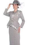 Elite Champagne 5959 silver skirt suit