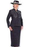 Elite Champagne 5966 black knit skirt suit