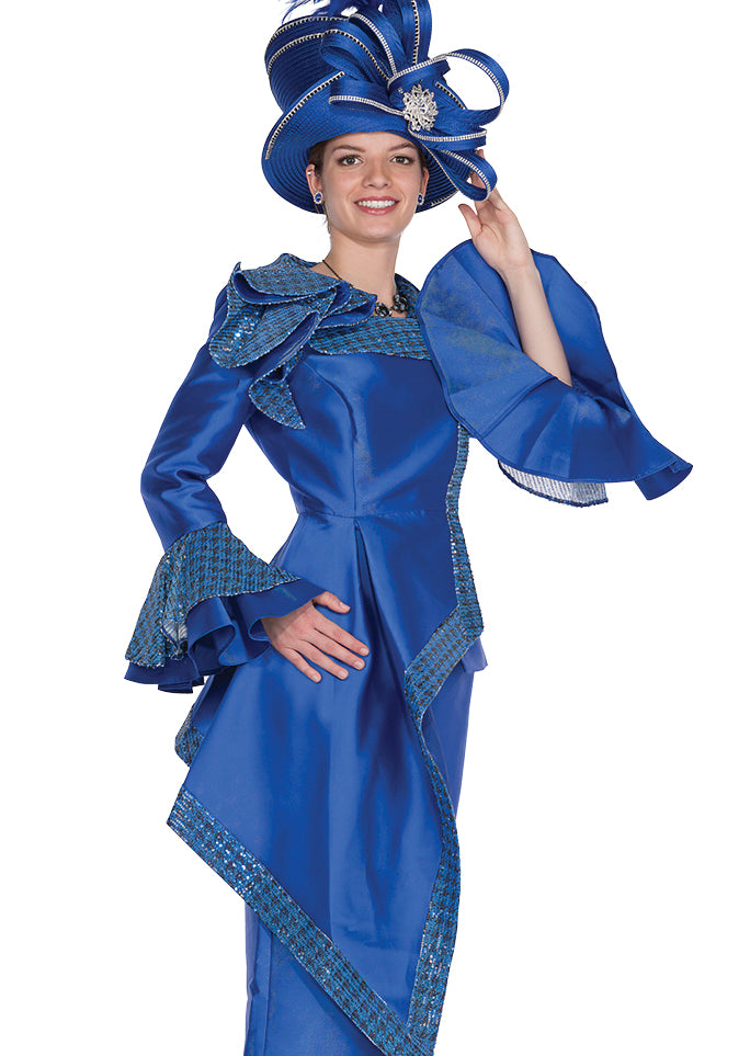 white christmas dresses Elegant Elite Champagne 6168-RY Royal Skirt Suit with Peplum and Print Trim main image 1