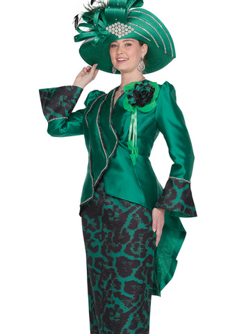 Elite Champagne 5974 green skirt suit