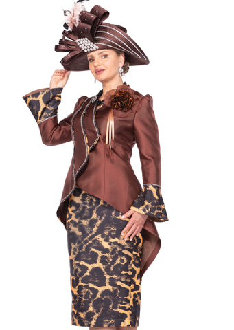 Elite Champagne 5974 brown skirt suit