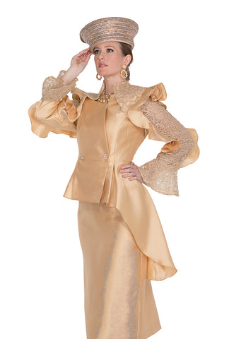 Elite Champagne 6057 gold skirt suit