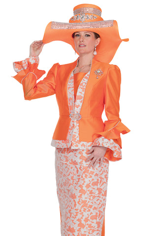 Elite Champagne 6059 orange skirt suit