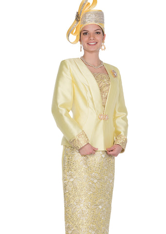 Elite Champagne 6060 yellow skirt suit