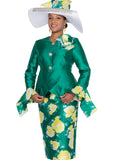 Elite Champagne 6061 green skirt suit