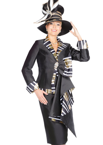 Elite Champagne 6118 Black Skirt Suit