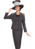 Elite Champagne 6151 black skirt suit