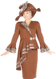 Elite Champagne 6154 brown skirt suit