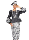 Elite Champagne 6158 black skirt suit