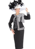 Elite Champagne 6162 black skirt suit