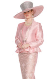 Elite Champagne 6201 pink lace skirt suit