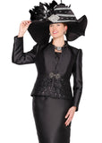 Elite Champagne 6208 black skirt suit