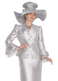 Elite Champagne 6210 silver skirt suit