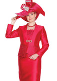 Elite Champagne 6211 red skirt suit