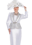 Elite Champagne 6214 White Twill Skirt Suit