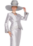 Elite Champagne 6216 silver skirt suit