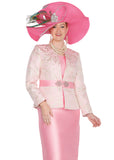Elite Champagne 6217 pink brocade skirt suit
