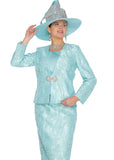 Elite Champagne 6219 mint green lace skirt suit