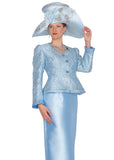 Elite Champagne 6263 light blue skirt suit