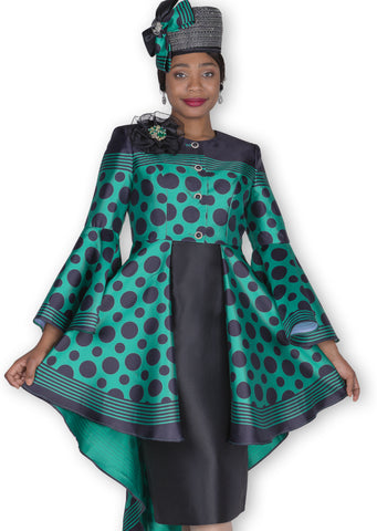 Elite Champagne 6302 green skirt suit