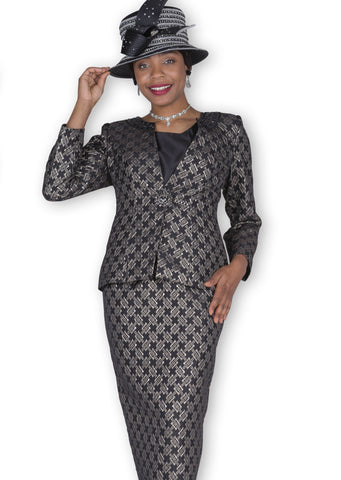Elite Champagne 6304 black skirt suit