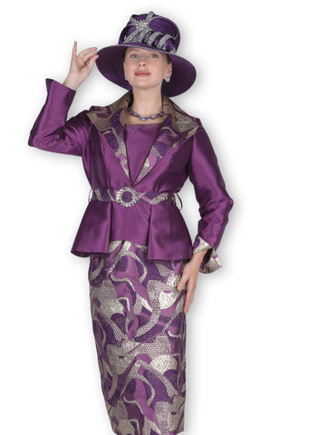 Elite Champagne 6306 purple skirt suit