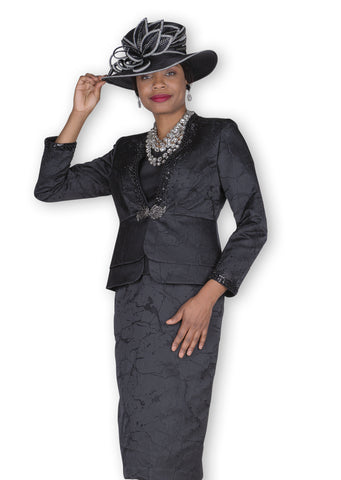 Elite Champagne 6307 black skirt suit