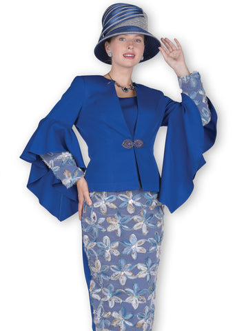 Elite Champagne 6308 royal blue skirt suit
