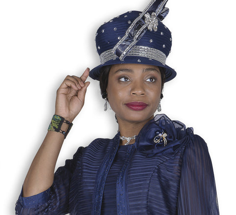 Elite Champagne H6354 navy blue small brim hat