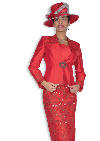 Elite Champagne 6357 red skirt suit