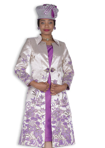 Elite Champagne 6352 purple brocade jacket dress