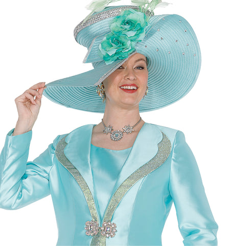 Elite Champagne h6205 mint green big hat