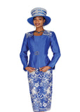 Elite Champagne 5904 royal blue skirt suit