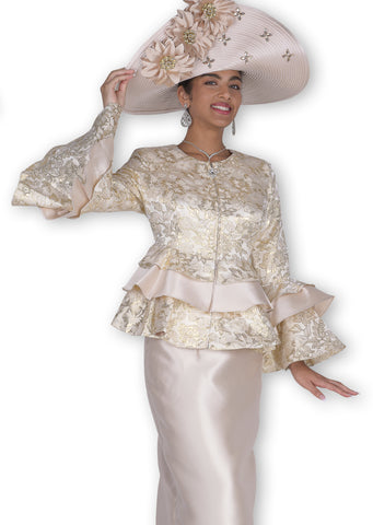 Elite Champagne 5922 gold skirt suit