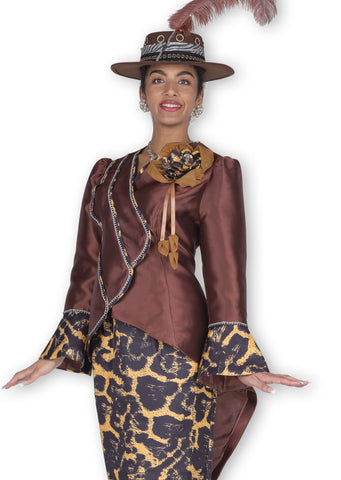 Elite Champagne 5974 brown skirt suit