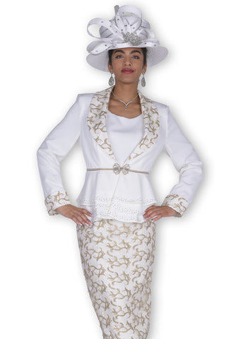 Elite Champagne 6007 white skirt suit