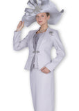 Elite Champagne 6009 silver skirt suit