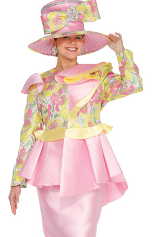 Elite Champagne 6011 pink satin skirt suit