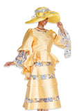 Elite Champagne 6025 gold satin skirt suit