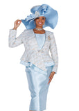 Elite Champagne 6053 light blue skirt suit
