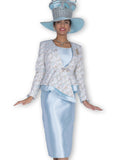 Elite Champagne 6053 light blue skirt suit