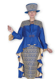 Elite Champagne 6102 royal blue skirt suit