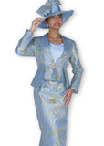 Elite Champagne 6103 blue skirt suit