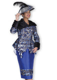 Elite Champagne 6113 royal blue skirt suit