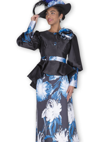 Elite Champagne 6115 royal blue skirt suit